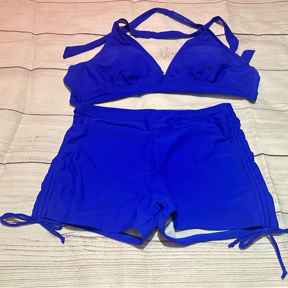 SHEIN blue swim short set